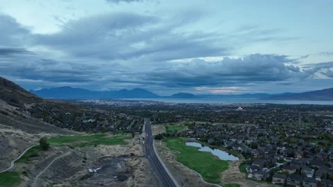 Drone Pullback Of Cedar Hills Golf Club And Mount Timpanogos Temple By Utah Stock-Footage 320588651