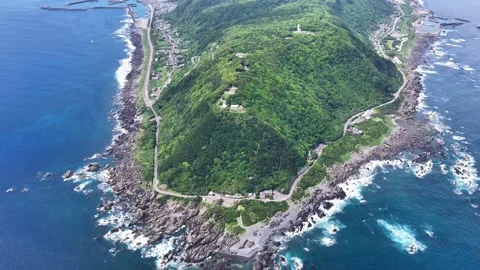 Drone Pullback Over Rocky Pacific Coast Near Cape Muroto Japan Video stock 342252544
