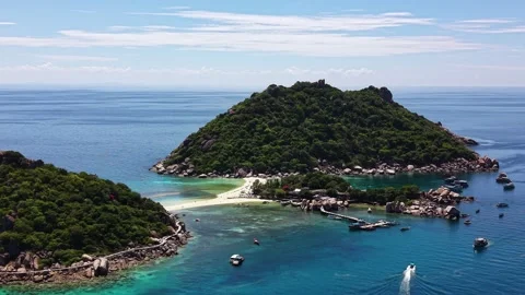 Drone Pullback Revealing Koh Nang Yuan Island Thailand 库存影片 337344823