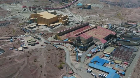 Drone Pullback Revealing Massive Copper Processing Plant at El Teniente Mine Stock Footage 337442314