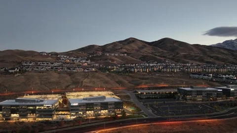 Drone Pullback Shot Of Tech Companies Office Buildings At Silicon Slopes In Stock-Footage 321324496