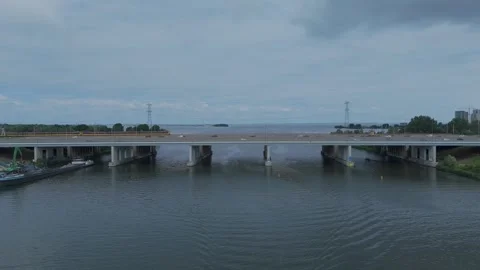 Drone Pulling Away From Hollandse Brug Stock Footage 339683840