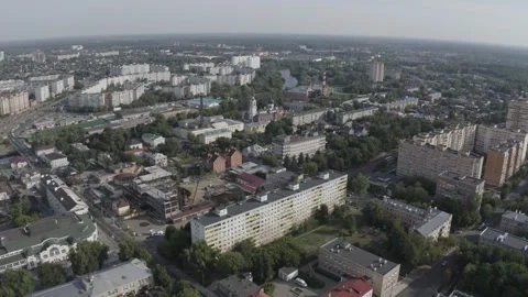 Drone pulling back and rising over Noginsk cityscape Stock Footage 332683276