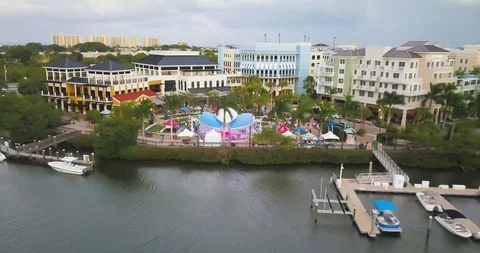 Drone Pullout Jupiter Waterfront Stock Footage 118925058