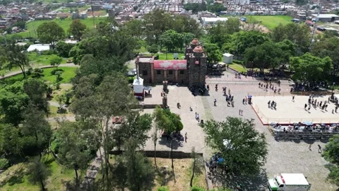 Drone Pullout from Queen's Hill Church, Tonala Jalisco During Tastoanes Dance Stock-Footage 342780385