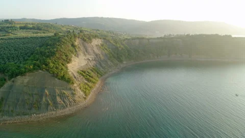 Drone Push Back Of Ocean And Cliffs Stock Footage 136663711