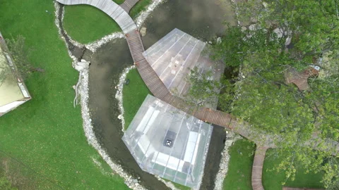 Drone Push Back Shot Of House On Lake Stock Footage 136091162