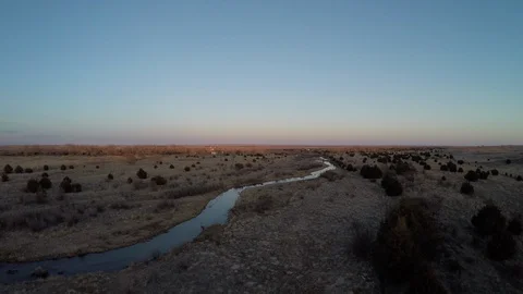  Drone Push Back Stream Field Video stock 92428360