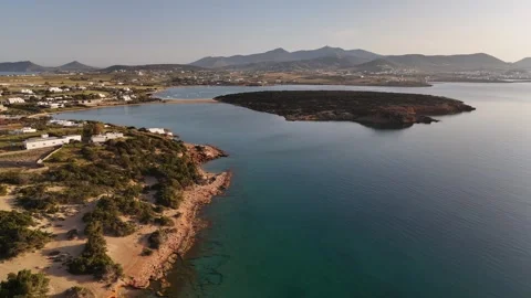 Drone Push forward with Parallax of Wild Peninsula on Paros Island, 4K Stock Footage 337175304