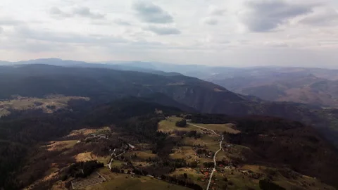 Drone push-in over Tara Mountain valley and ridgelines, Serbia Stock Footage 328125794