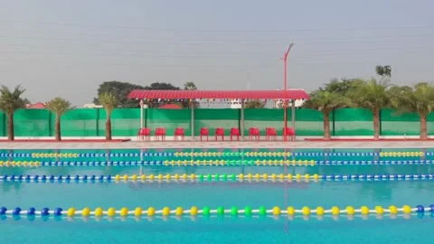 Drone push in shot of audience stand with seats.  스톡 동영상 149932836