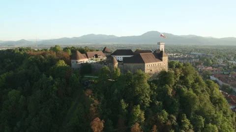 Drone Push In Shot Of Castle Stock Footage 136157592