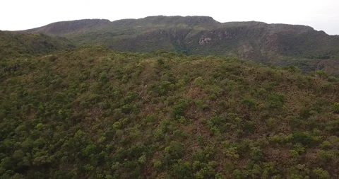 Drone push-in shot of mountains and Cerrado biome, Natividade, Tocantins Stock Footage 317732244