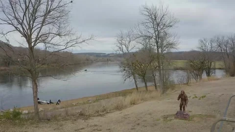 Drone Push Shot Through Trees and Over the White River in Norfork, Arkansas Stock Footage 172831056