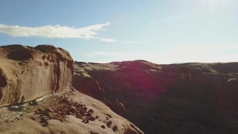Drone push in of smooth rock formation in the afternoon Stock-Footage 167658502