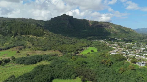 Drone Push In Towards Kapaa Houselots Neighborhood Vídeos de archivo 327703277