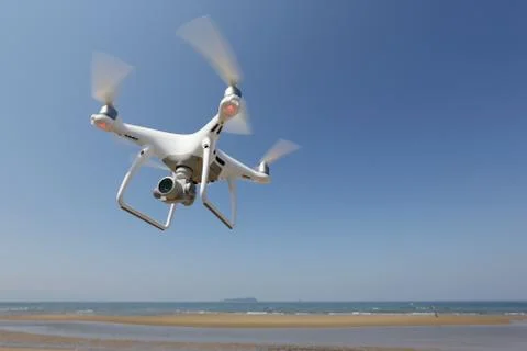 Drone quad copter with flying Foto stock