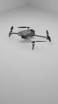 Drone quadcopter angled render isolated on white background Stock Illustration