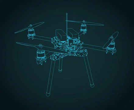 Drone quadcopter blueprint Stock Illustration