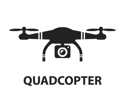 Drone quadcopter camera black icon isolated graphic design illustration Stock Illustration