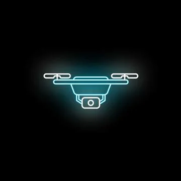 Drone quadcopter with camera glowing neon light イラスト素材