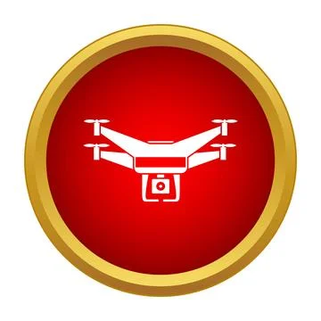 Drone quadcopter with camera icon button Stock Illustration