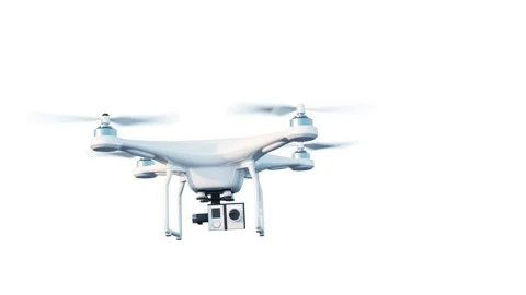 A drone (quadcopter) with a camera is stabilized for shooting. 3d rendering Vídeo Stock 283372575