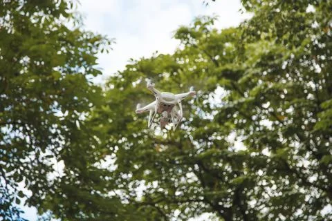 Drone quadcopter with digital camera Stock Photos