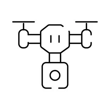 Drone quadcopter flying with camera filming aerial view Stock Illustration