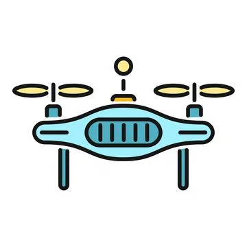 Drone quadcopter flying robot illustration with outline style Stock Illustration