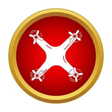 Drone quadcopter icon on red gold button Stock Illustration