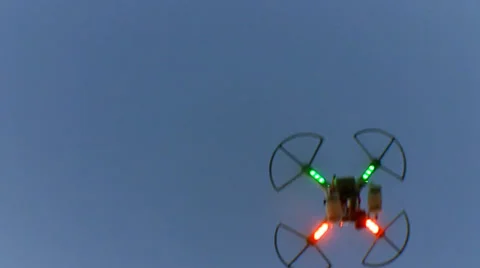 Drone Quadcopter Overhead #3 Hovers then Spins Away Video stock 38015226