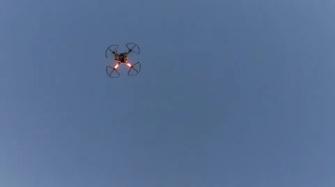 Drone Quadcopter Overhead #4 Drops then Climbs up Into Clear Sky Video stock 38015227