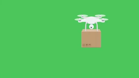 Drone-Quadcopter  with Package isolated on Green Screen Video stock 170877863