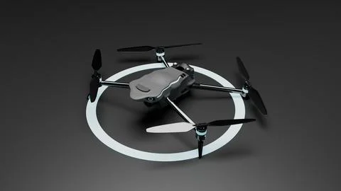 Drone quadcopter render with glowing circle effect Stock Illustration