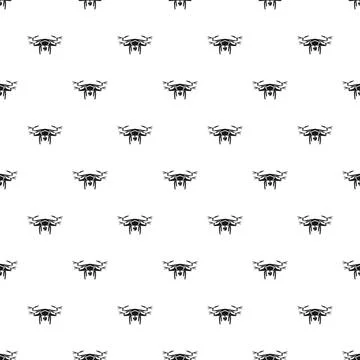 Drone quadcopter seamless pattern background in black white Stock Illustration