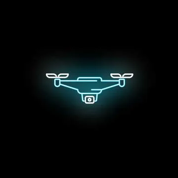 Drone quadcopter security technology neon glow icon Stock Illustration