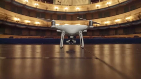 Drone quadcopter on the stage opera Stock Footage 87770271