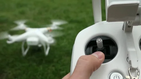 Drone Quadcopter Start and Take Off Controller View Stock Footage 80533190