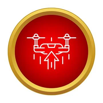 Drone quadcopter taking off icon in red circle Stock Illustration