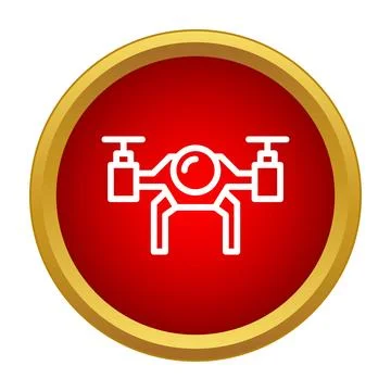 Drone quadcopter technology device icon in red circle Stock Illustration