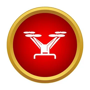 Drone quadcopter technology icon on a red web button Stock Illustration