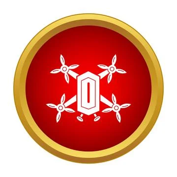 Drone quadcopter technology icon on red button Stock Illustration