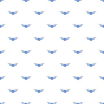 Drone quadcopter technology repeat pattern on white background Stock Illustration