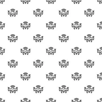Drone quadcopter technology seamless pattern white background Stock Illustration