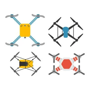 Drone quadcopter vector set Stock Illustration