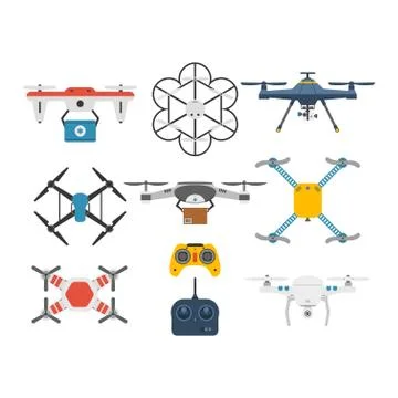 Drone quadcopter vector set Stock Illustration