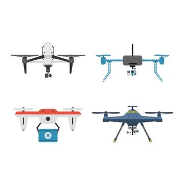 Drone quadcopter vector set Illustrazione stock
