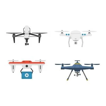 Drone quadcopter vector set Stock Illustration
