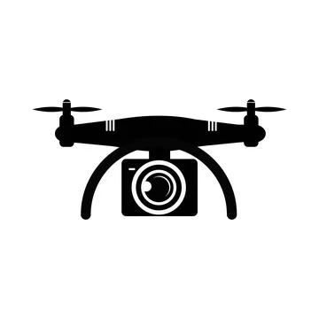 Drone quadrocopter with action camera. Vector drone icon symbol design Stock Illustration